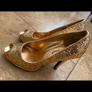 Gold sequin heels